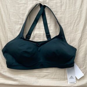 ADIDAS TLRD IMPACT TRAINING HIGH-SUPPORT BRA. GREEN AND BLACK